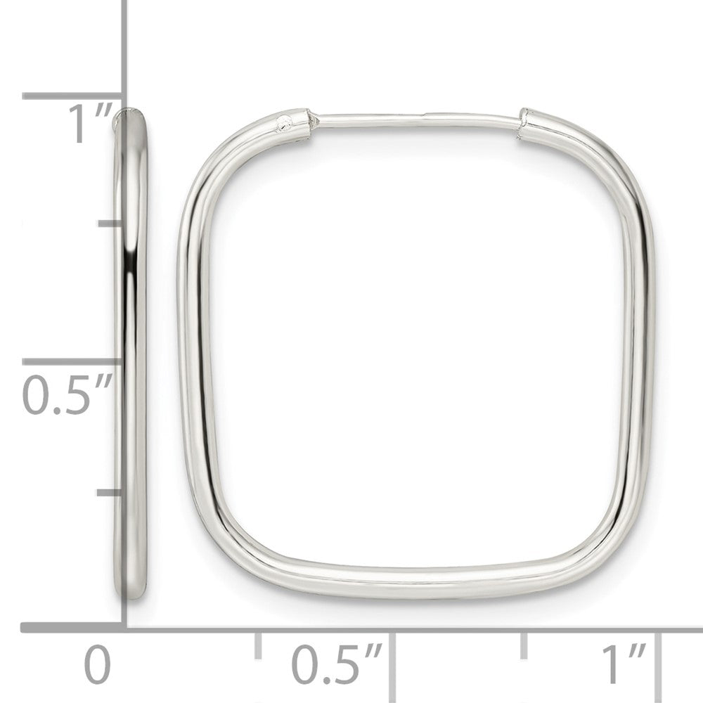 Sterling Silver Polished 1.5mm Square Endless Tube Hoop Earrings