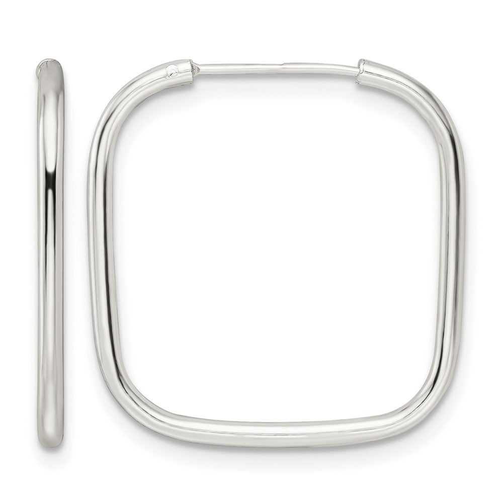 Sterling Silver Polished 1.5mm Square Endless Tube Hoop Earrings