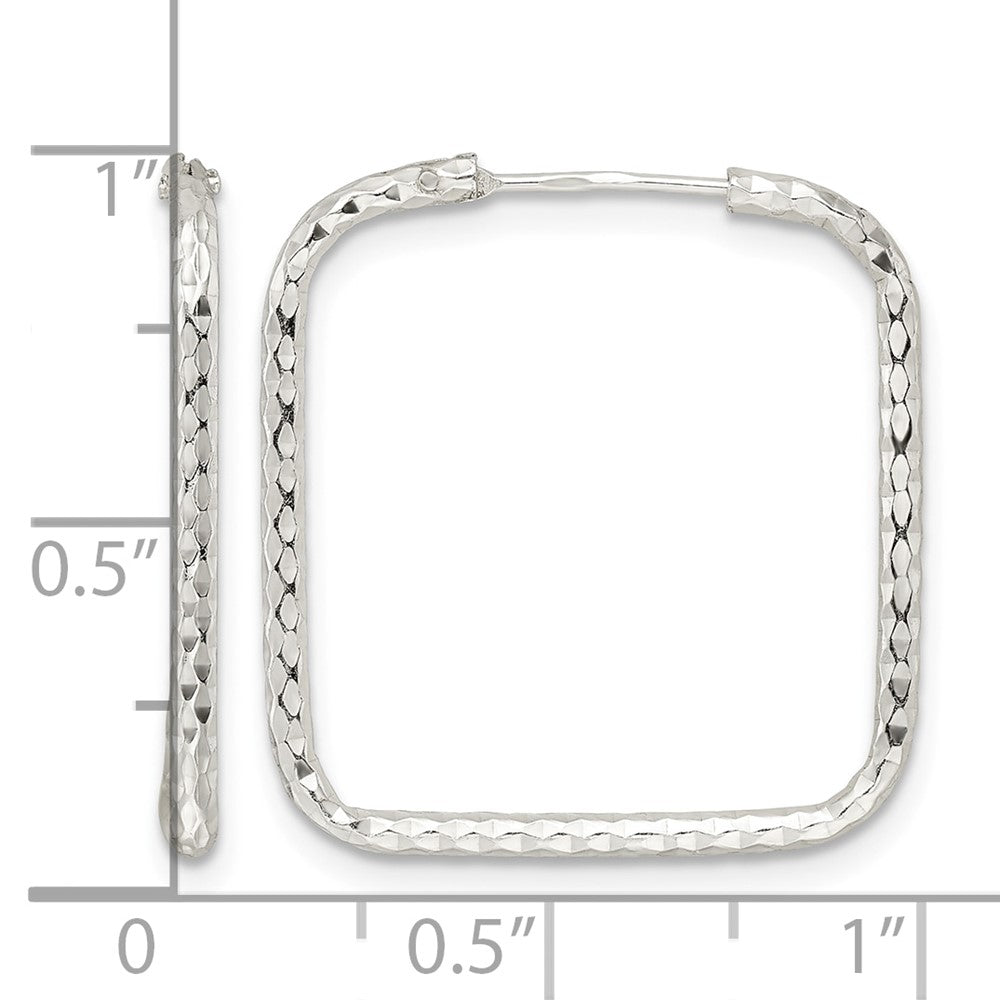 Sterling Silver Polished D/C Square Endless Hoop Earrings
