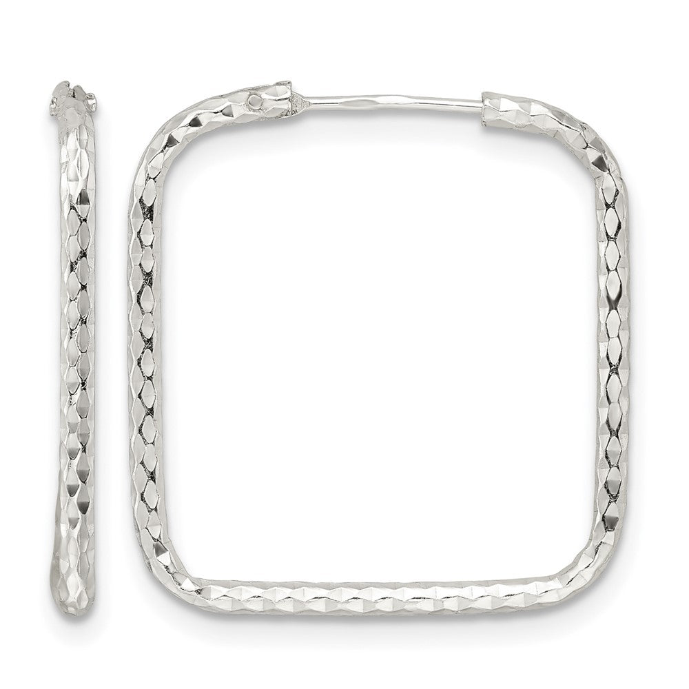 Sterling Silver Polished D/C Square Endless Hoop Earrings