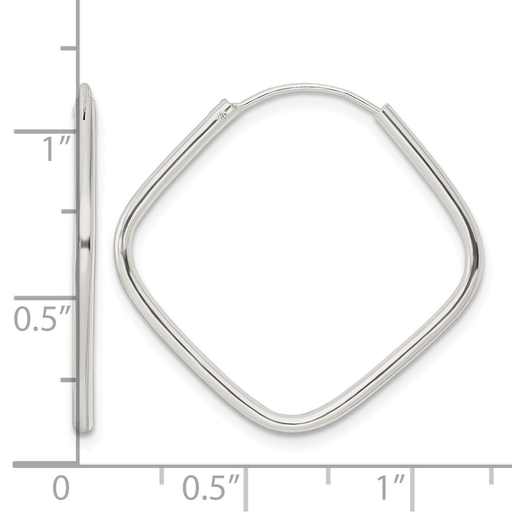 Sterling Silver Polished Endless Square Hoop Earrings