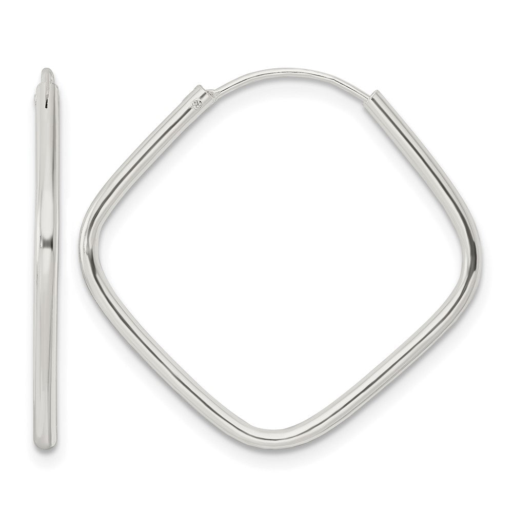 Sterling Silver Polished Endless Square Hoop Earrings