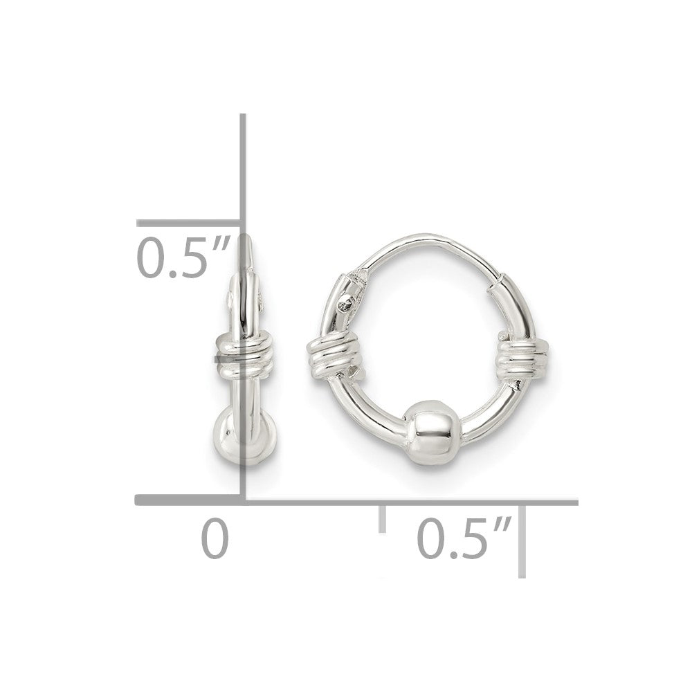 Sterling Silver Polished Beaded Circle Endless Hoop Earrings