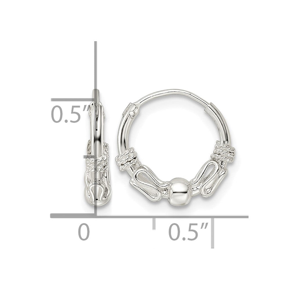 Sterling Silver Polished Beaded Circle Endless Hoop Earrings