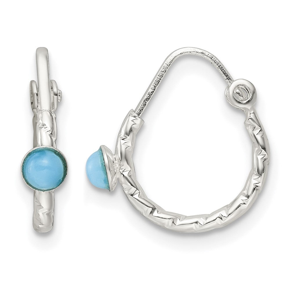Sterling Silver Polished Turquoise Endless Hoop Earrings