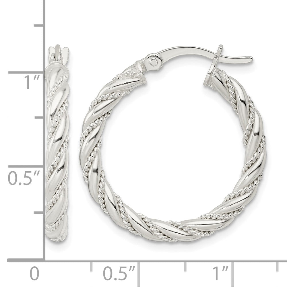 Sterling Silver Polished Twisted Rope Hoop Earrings