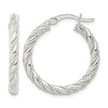 Sterling Silver Polished Twisted Rope Hoop Earrings