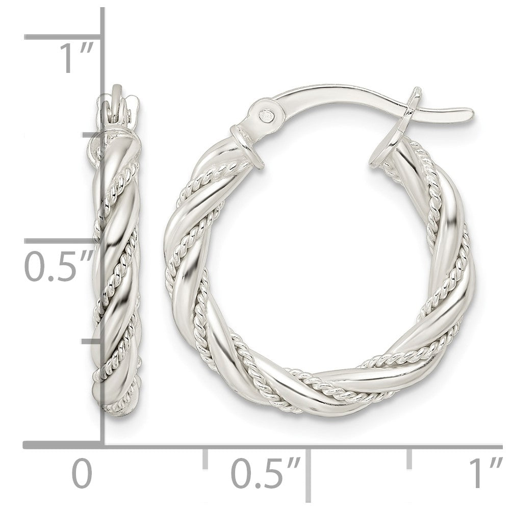 Sterling Silver Polished Twisted Rope Hoop Earrings