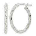 Sterling Silver Polished Twisted Rope Oval Hoop Earrings