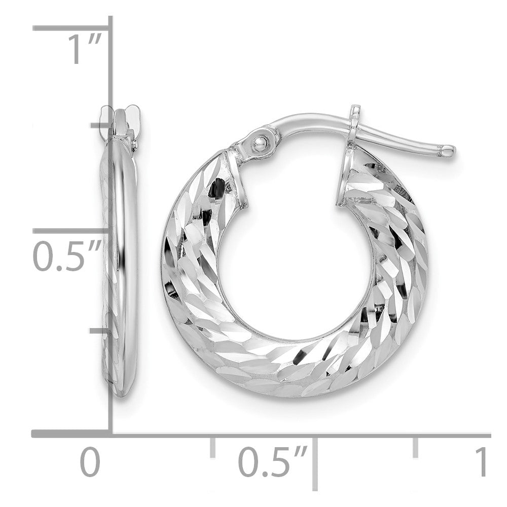 Sterling Silver Rhodium-plated 2x18mm D/C Knife-edge Tube Hoop Earrings