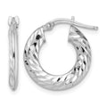 Sterling Silver Rhodium-plated 2x18mm D/C Knife-edge Tube Hoop Earrings