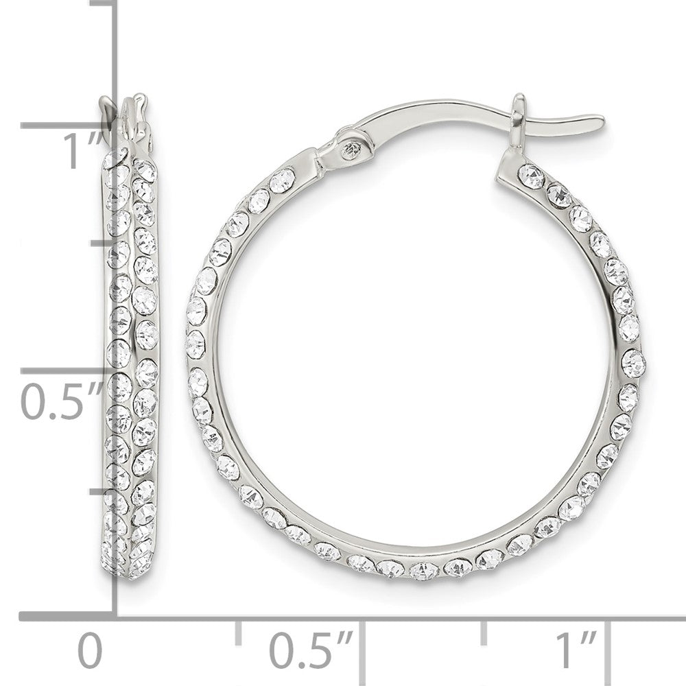 Sterling Silver CZ Round Hoop Earrings