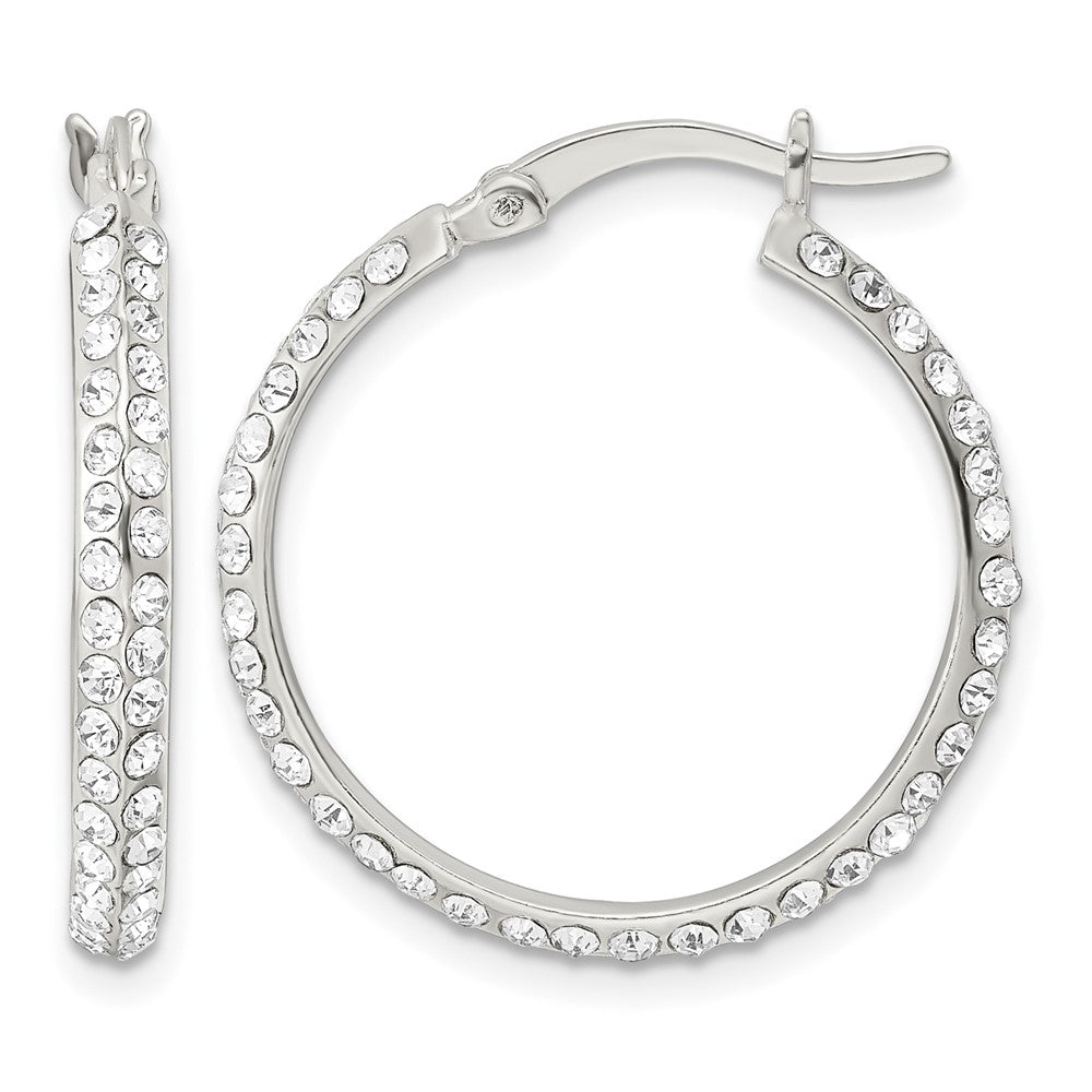 Sterling Silver CZ Round Hoop Earrings