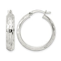 Sterling Silver Polished Diamond-cut 5x25mm Hoop Earrings
