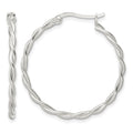 Sterling Silver Satin Twisted Hoop Earrings