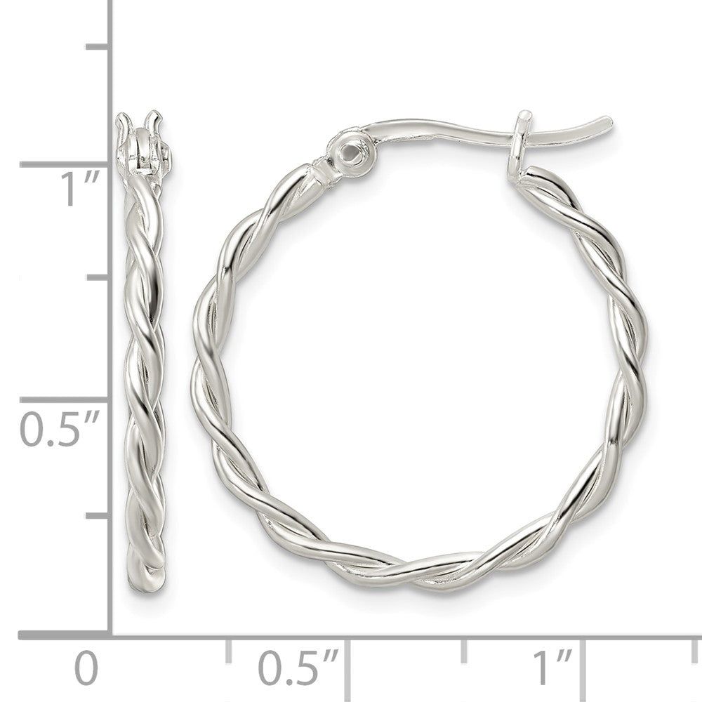 Sterling Silver Polished Twisted Hoop Earrings