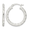 Sterling Silver Polished and Textured Twisted Hoop Earrings