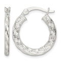 Sterling Silver Polished and Textured Twisted Hoop Earrings