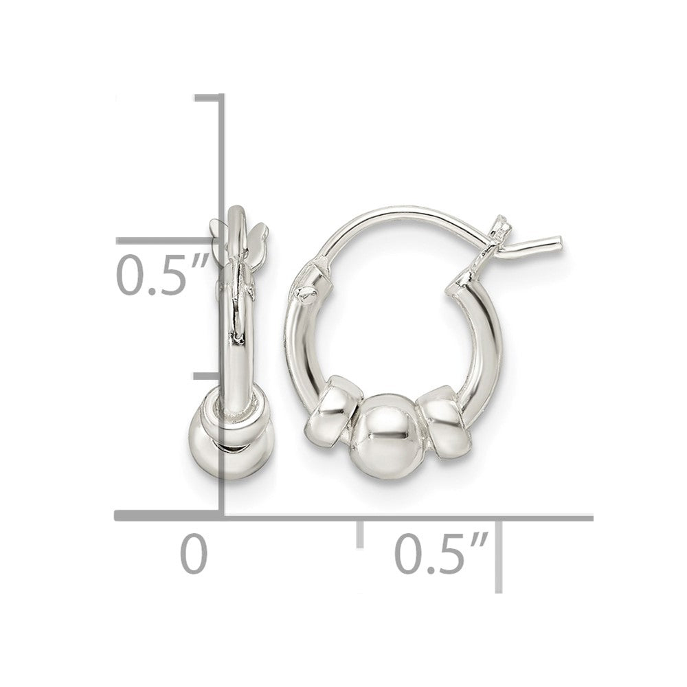 Sterling Silver Polished Beaded Circle Hoop Earrings