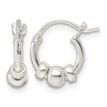 Sterling Silver Polished Beaded Circle Hoop Earrings