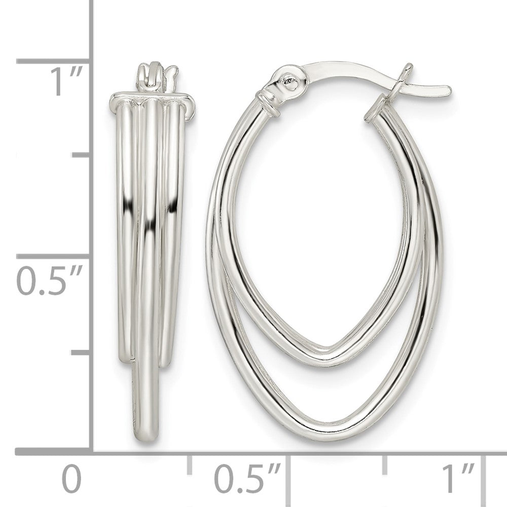 Sterling Silver Polished Triple Oval Hoop Earrings