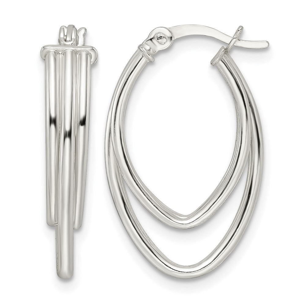 Sterling Silver Polished Triple Oval Hoop Earrings