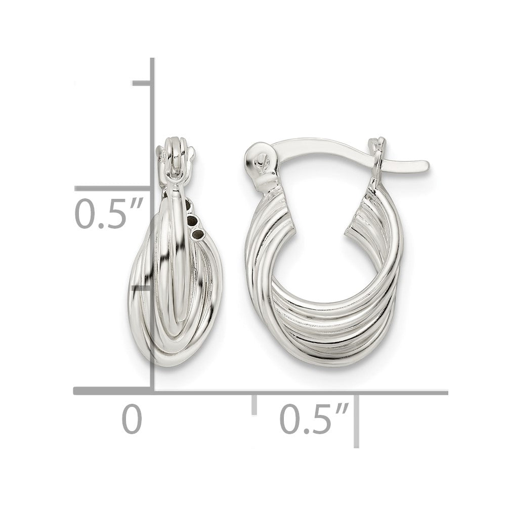 Sterling Silver Polished Triple Circle Hoop Earrings