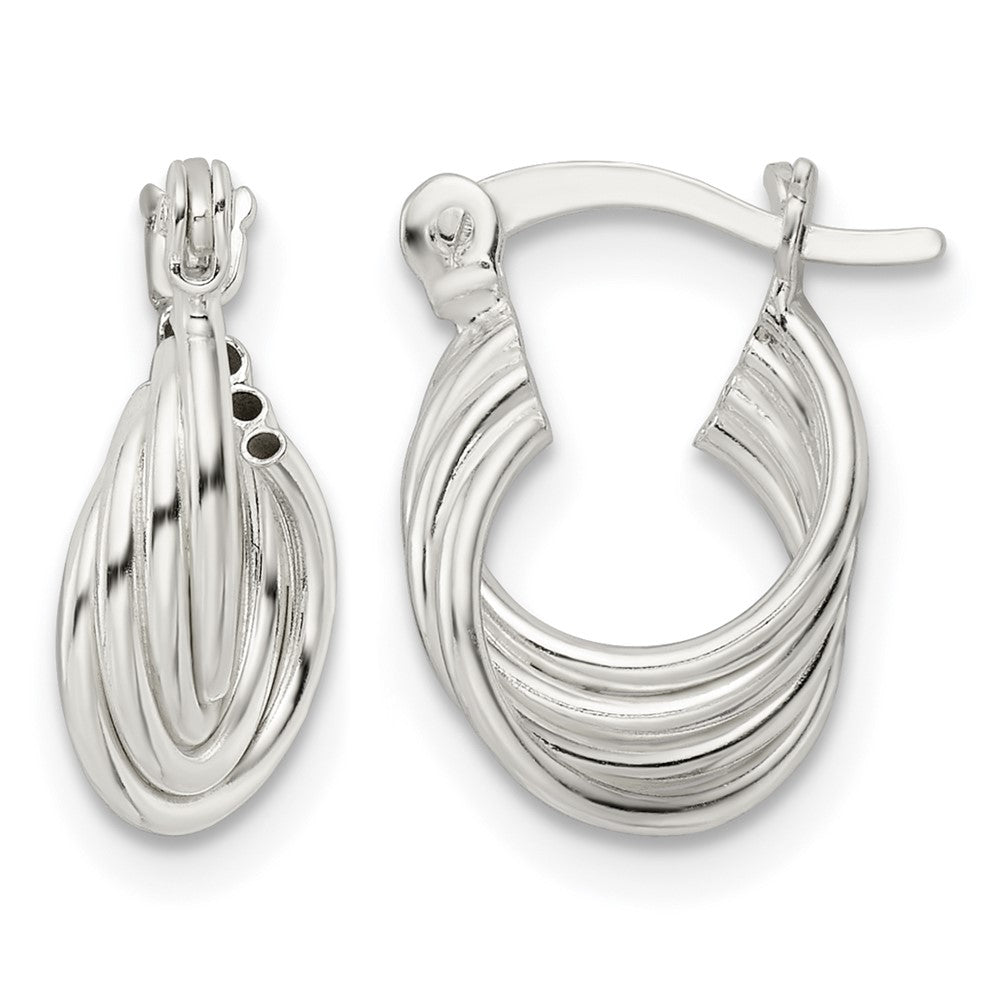 Sterling Silver Polished Triple Circle Hoop Earrings