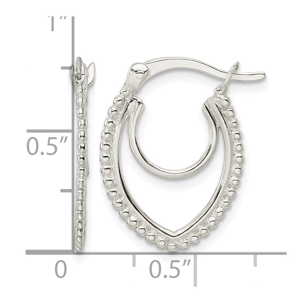Sterling Silver Beaded Double Oval Hoop Earrings