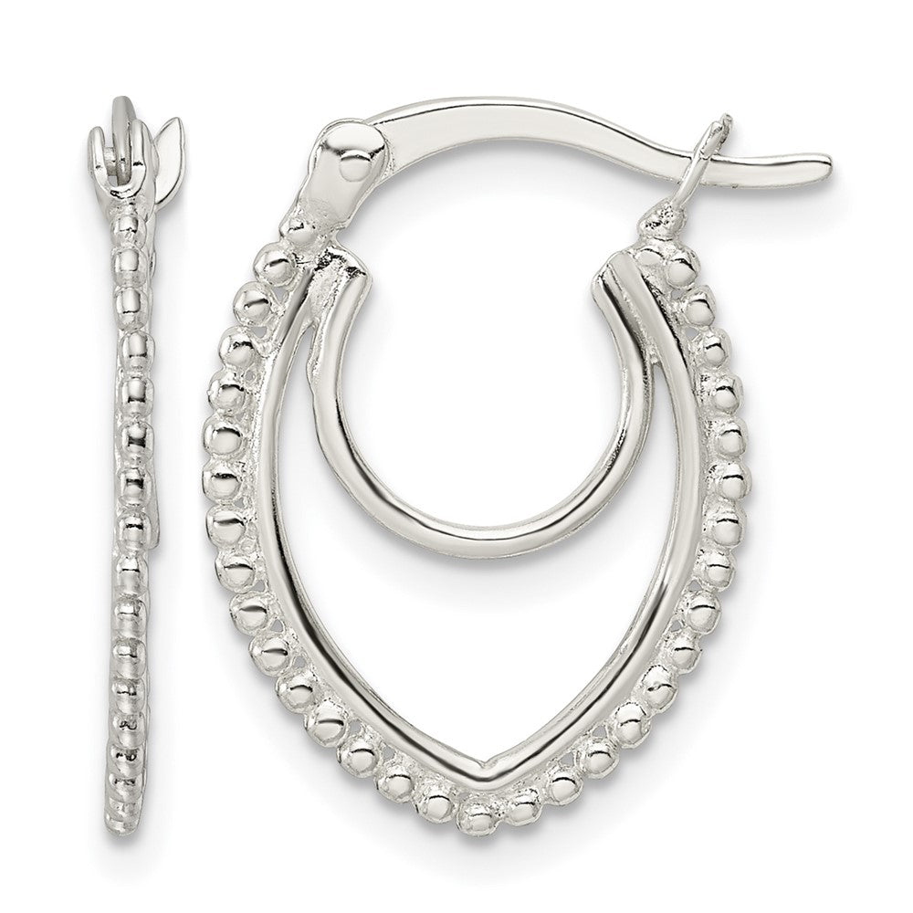 Sterling Silver Beaded Double Oval Hoop Earrings