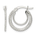 Sterling Silver Beaded Double Circle Hoop Earrings