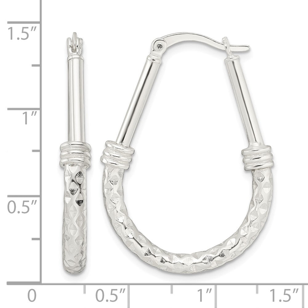Sterling Silver Polished Fancy Oval Hoop Earrings