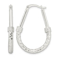 Sterling Silver Polished Fancy Oval Hoop Earrings