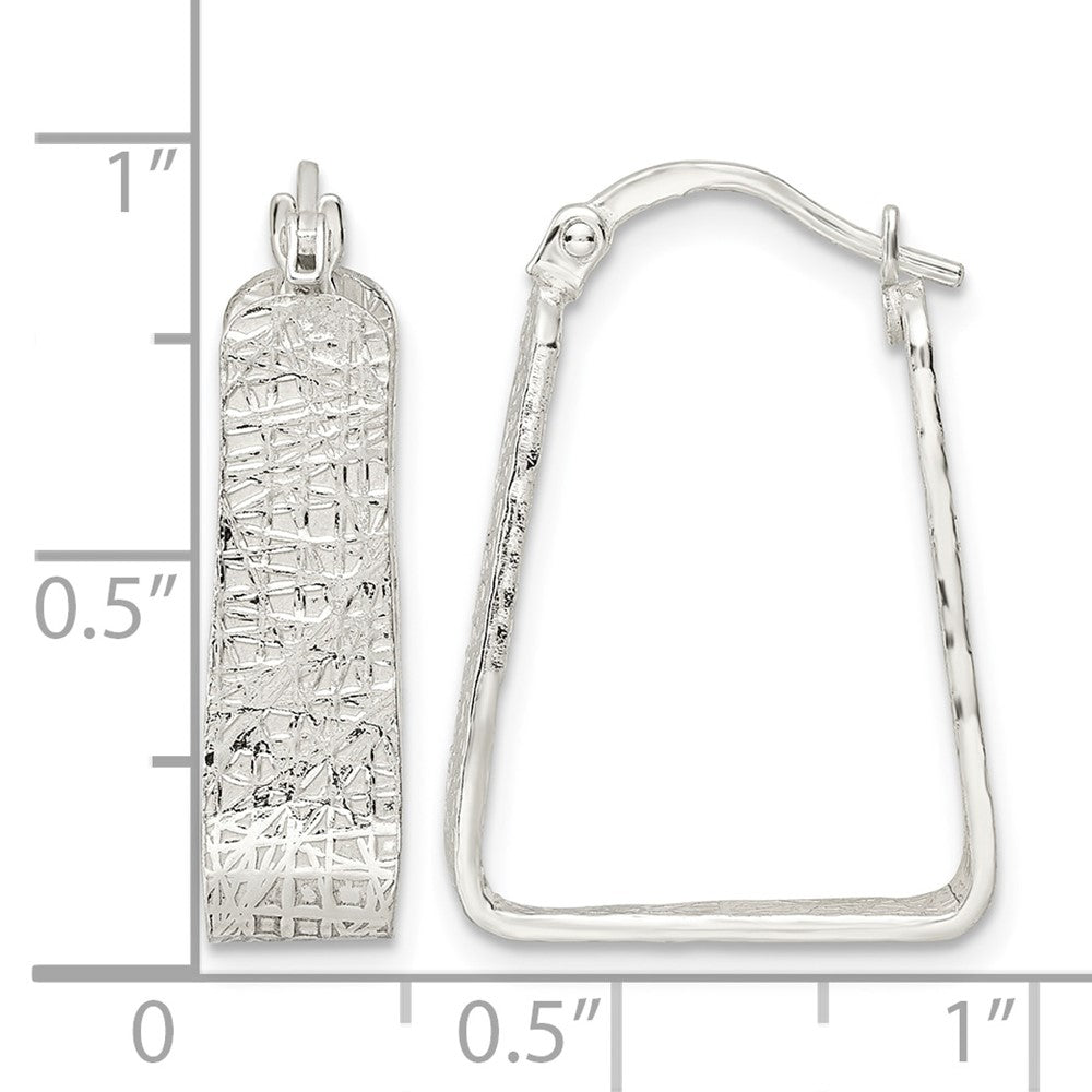 Sterling Silver Rhod-pltd Polished/Textured 5.5mm Square Hoop Earrings