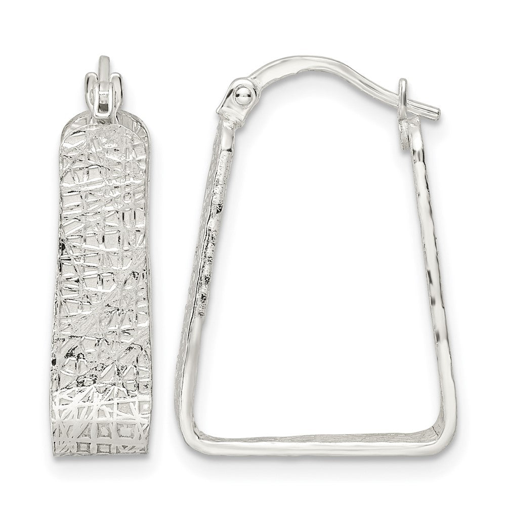 Sterling Silver Rhod-pltd Polished/Textured 5.5mm Square Hoop Earrings
