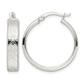 Sterling Silver Polished Geometric Design 5.25mm Round Hoop Earrings