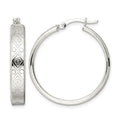 Sterling Silver Polished Geometric Design 5.25mm Round Hoop Earrings