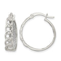 Sterling Silver Polished Fabric Glitter Hoop & Links Round Hoop Earrings