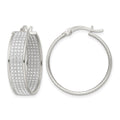 Sterling Silver Polished Fabric Glitter 6.85mm Round Hoop Earrings
