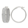 Sterling Silver Polished Fabric Glitter 6.85mm Round Hoop Earrings