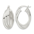 Sterling Silver Polished Triple Twisted Oval Hoop Earrings