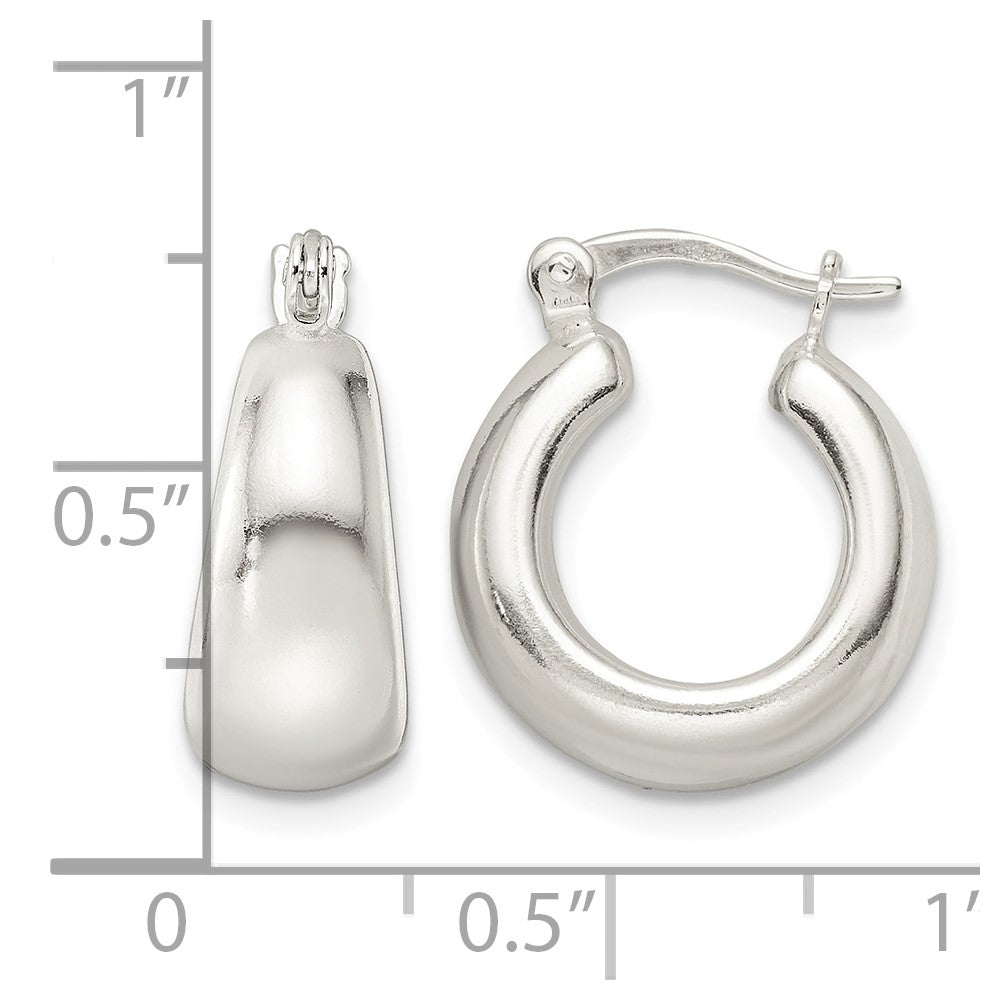 Sterling Silver Polished & Tapered Round Hoop Earrings