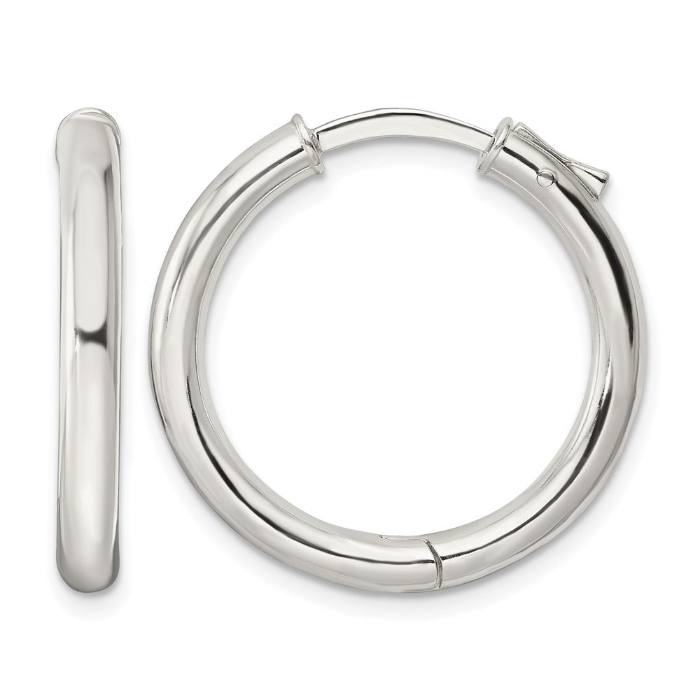 Sterling Silver Polished 3x25mm Hinged Tube Hoop Earrings