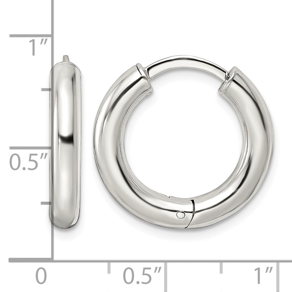 Sterling Silver Polished Hinged Circle Hoop Earrings