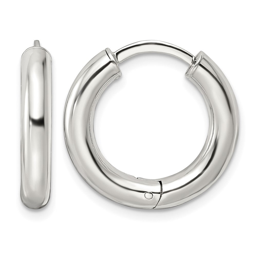 Sterling Silver Polished Hinged Circle Hoop Earrings
