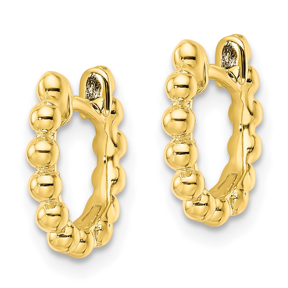 Sterling Silver Gold-plated Polished Beaded Hoop Earrings