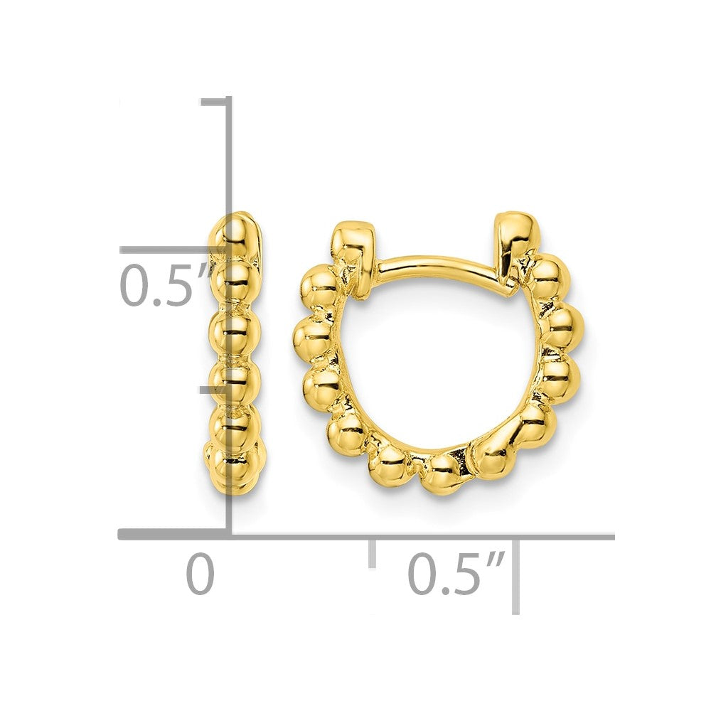 Sterling Silver Gold-plated Polished Beaded Hoop Earrings