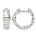 Sterling Silver Polished Basket Weave Hinged Hoop Earrings