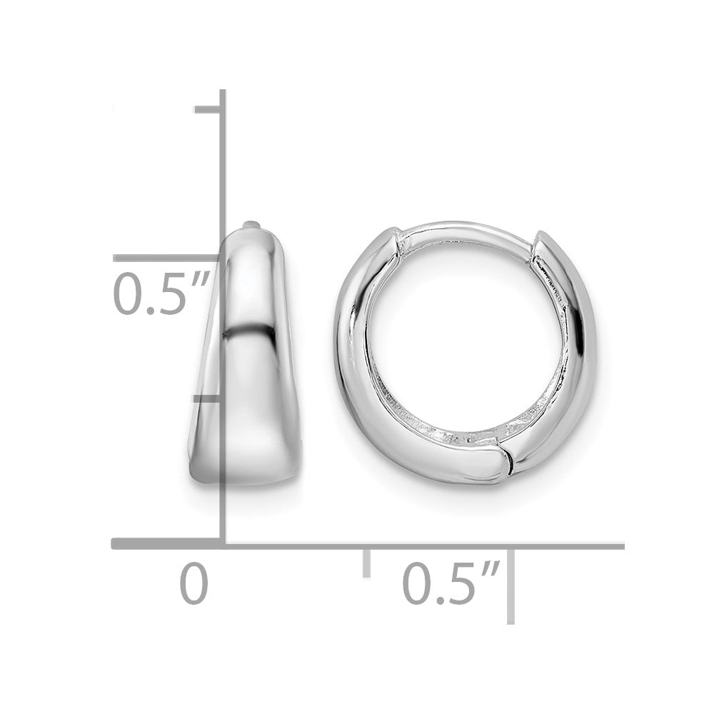 Sterling Silver Rhodium-plated Polished Hinged Hoop Earrings