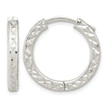 Sterling Silver Polished D/C Square Tube Locking Hoop Earrings